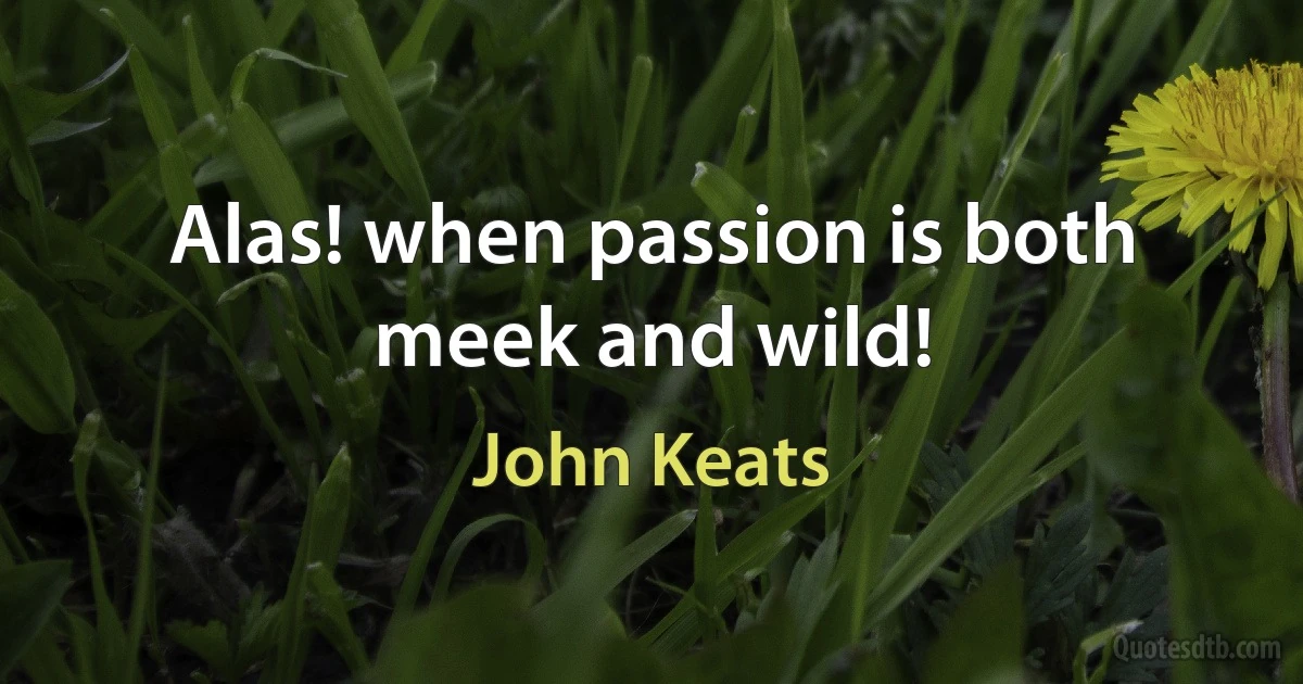 Alas! when passion is both meek and wild! (John Keats)