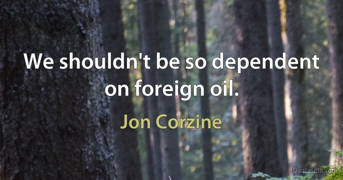 We shouldn't be so dependent on foreign oil. (Jon Corzine)