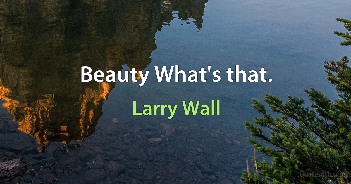 Beauty What's that. (Larry Wall)