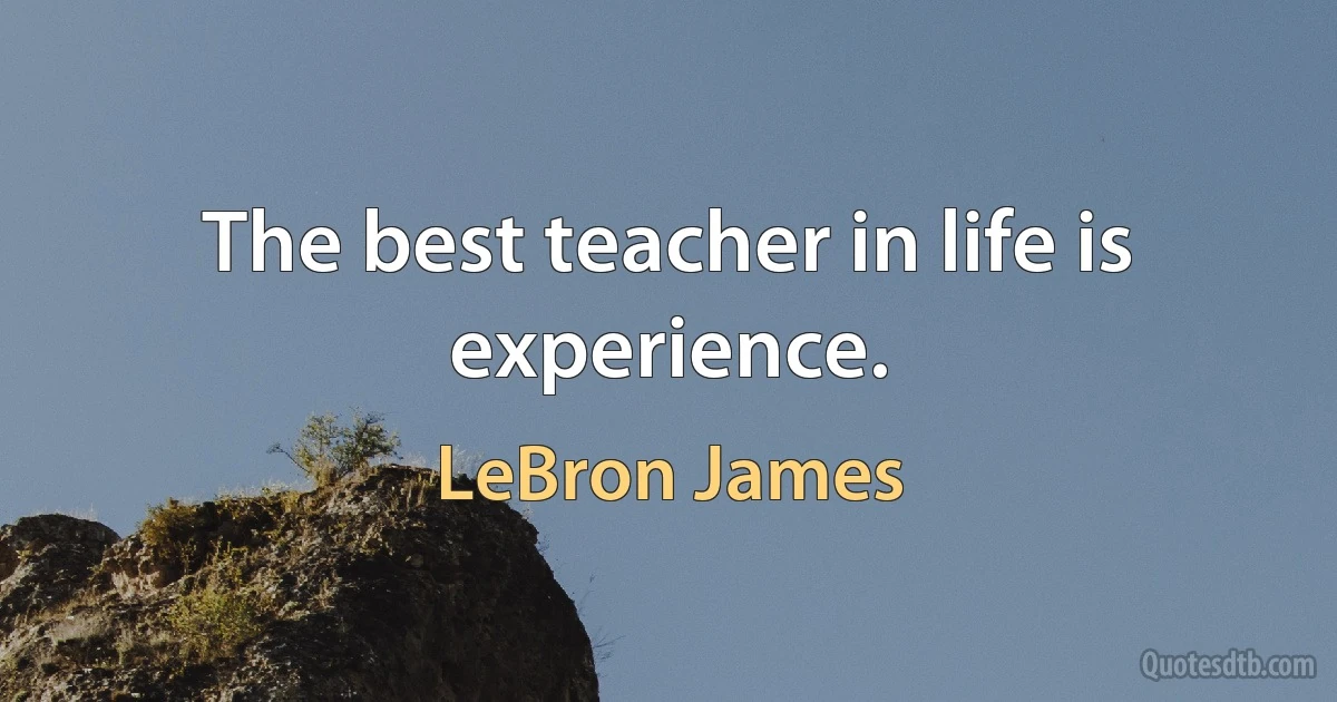 The best teacher in life is experience. (LeBron James)