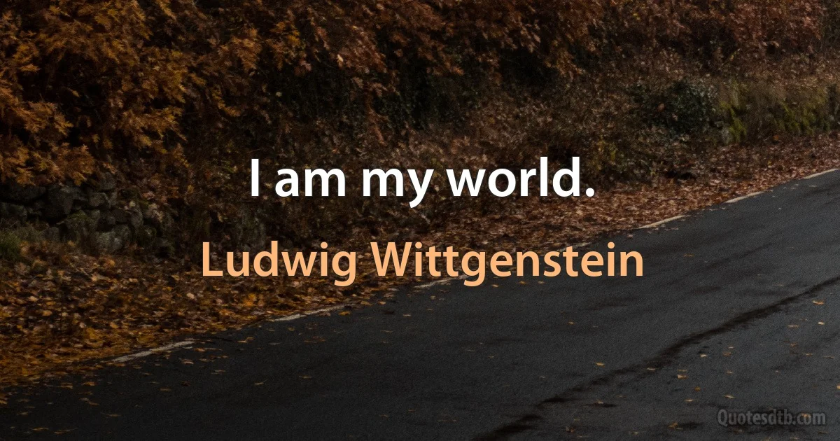 I am my world. (Ludwig Wittgenstein)