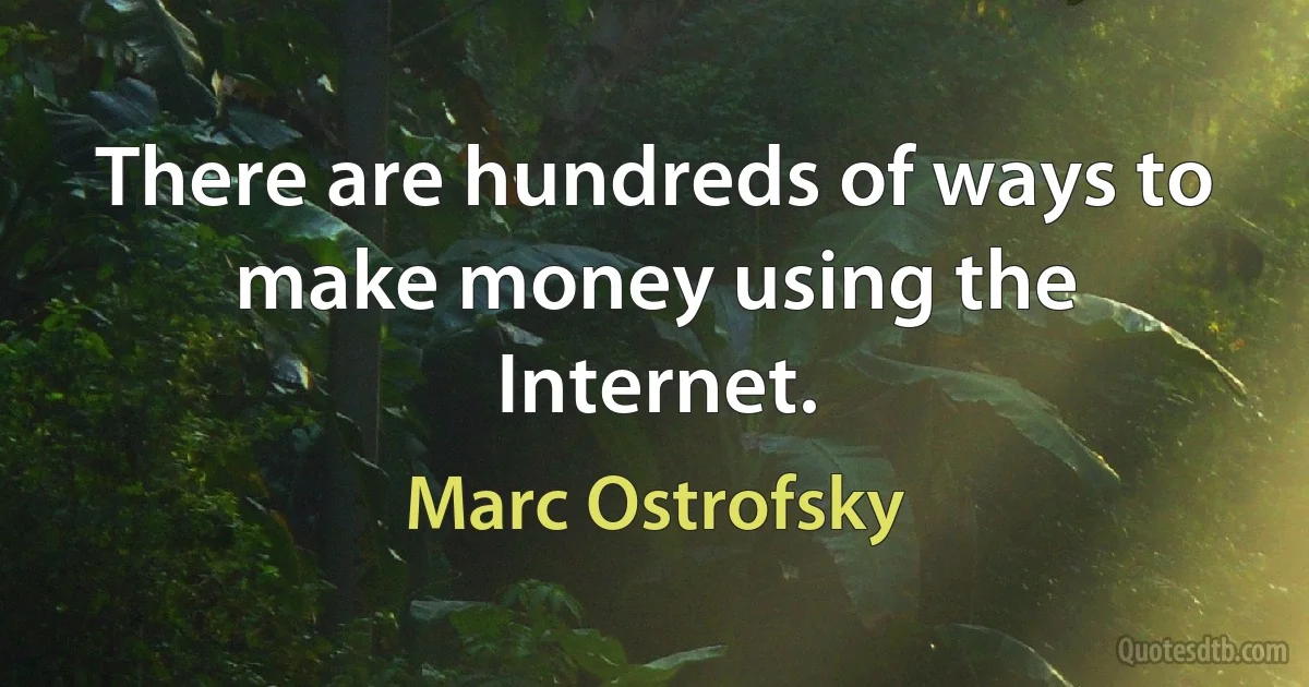 There are hundreds of ways to make money using the Internet. (Marc Ostrofsky)