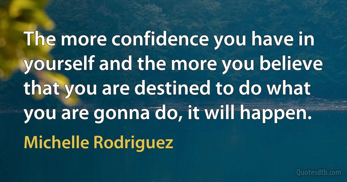 The more confidence you have in yourself and the more you believe that you are destined to do what you are gonna do, it will happen. (Michelle Rodriguez)