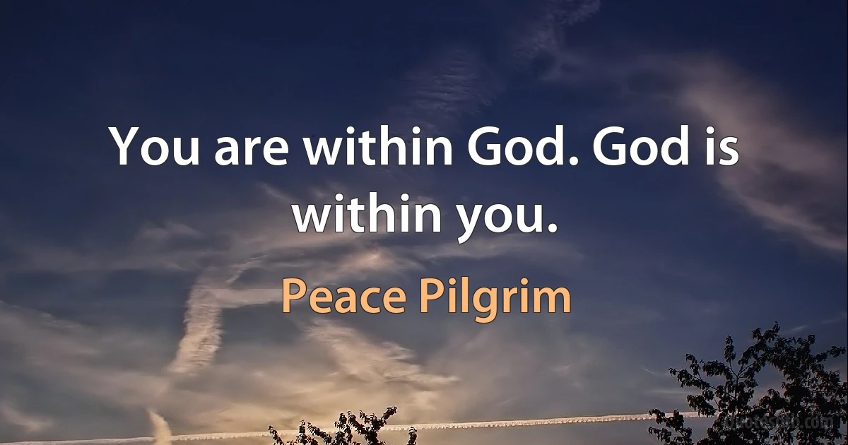 You are within God. God is within you. (Peace Pilgrim)