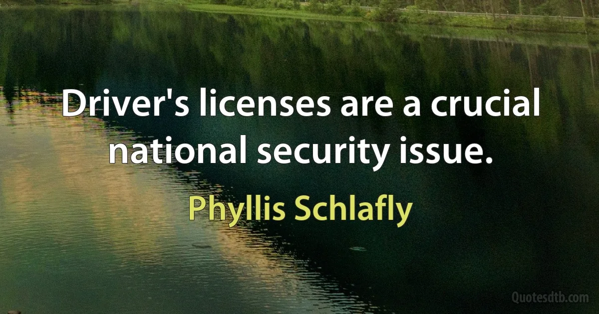 Driver's licenses are a crucial national security issue. (Phyllis Schlafly)