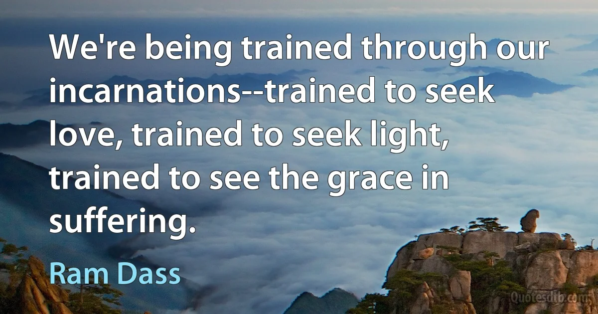 We're being trained through our incarnations--trained to seek love, trained to seek light, trained to see the grace in suffering. (Ram Dass)