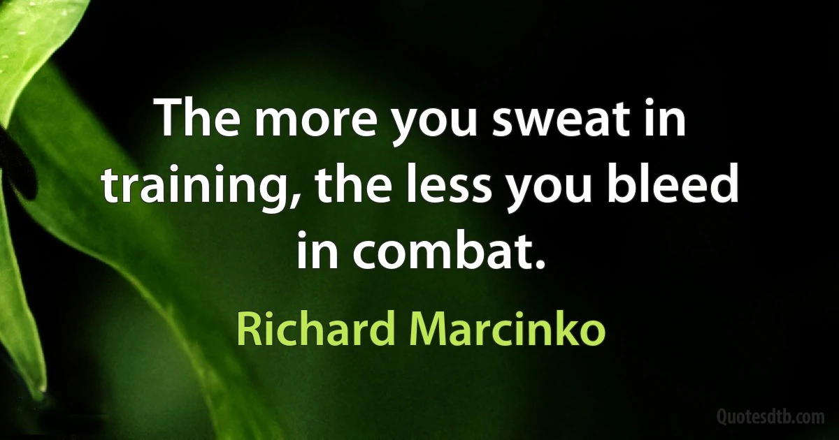 The more you sweat in training, the less you bleed in combat. (Richard Marcinko)