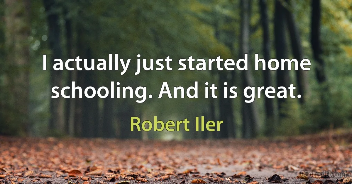 I actually just started home schooling. And it is great. (Robert Iler)