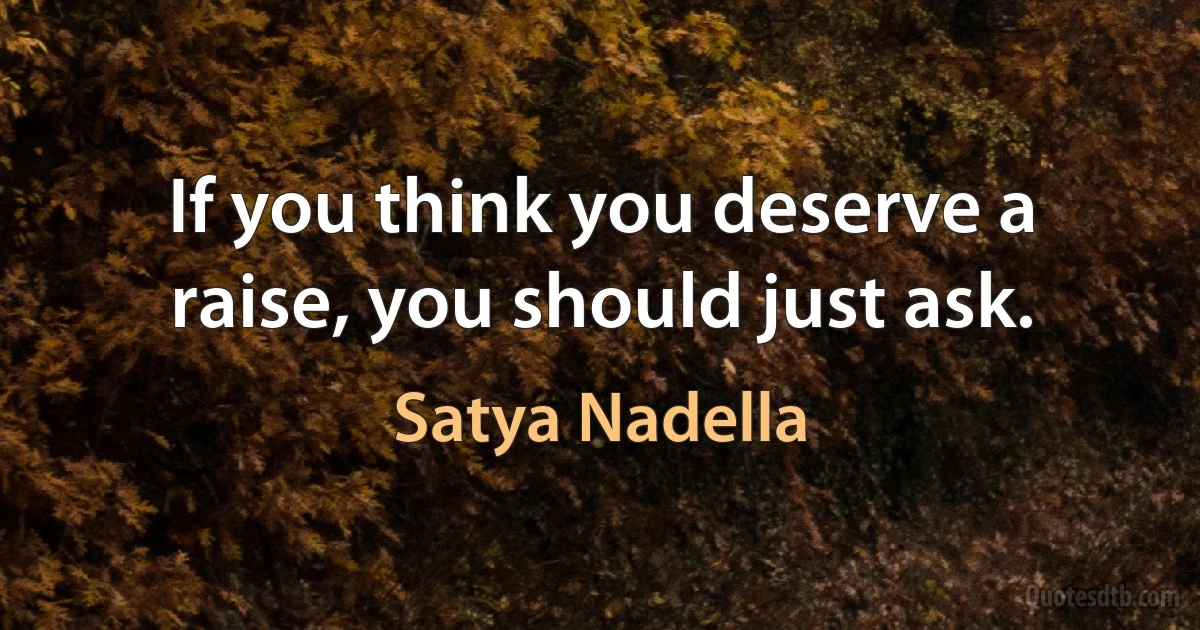 If you think you deserve a raise, you should just ask. (Satya Nadella)