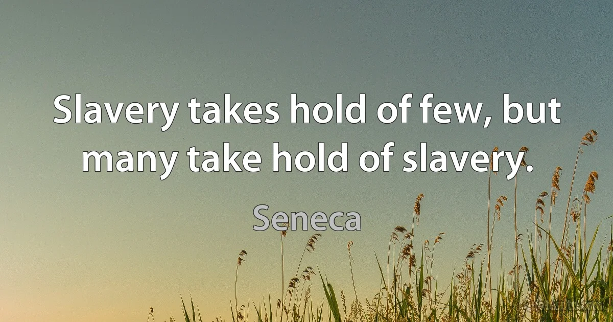 Slavery takes hold of few, but many take hold of slavery. (Seneca)