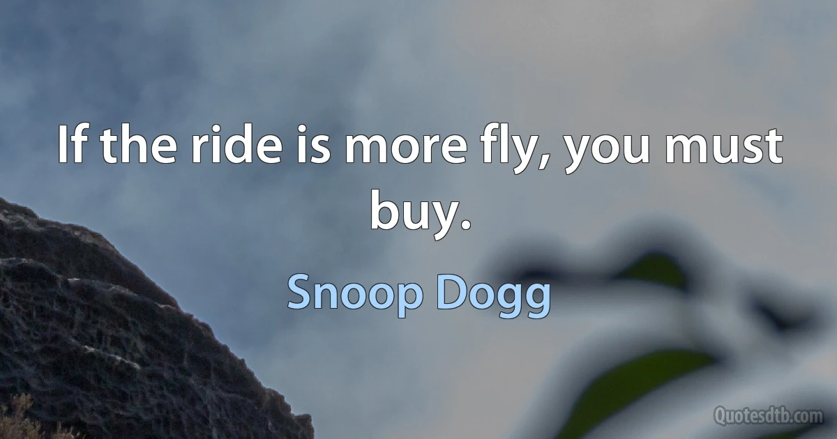 If the ride is more fly, you must buy. (Snoop Dogg)