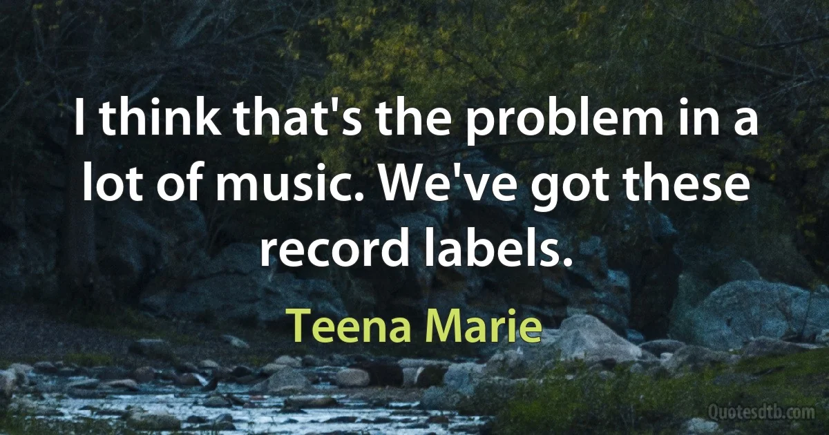 I think that's the problem in a lot of music. We've got these record labels. (Teena Marie)