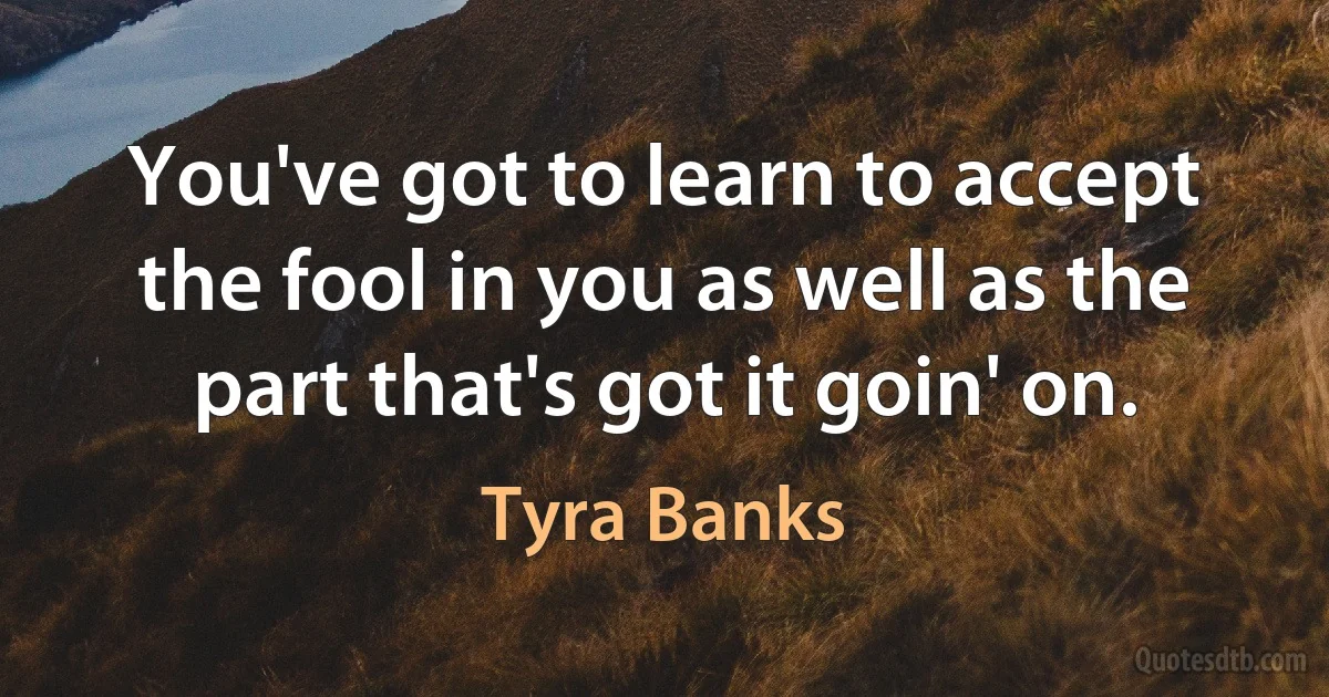 You've got to learn to accept the fool in you as well as the part that's got it goin' on. (Tyra Banks)