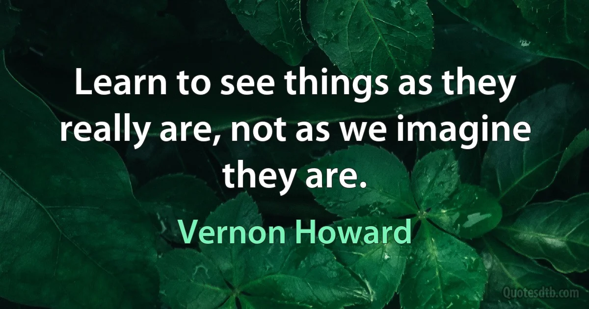 Learn to see things as they really are, not as we imagine they are. (Vernon Howard)