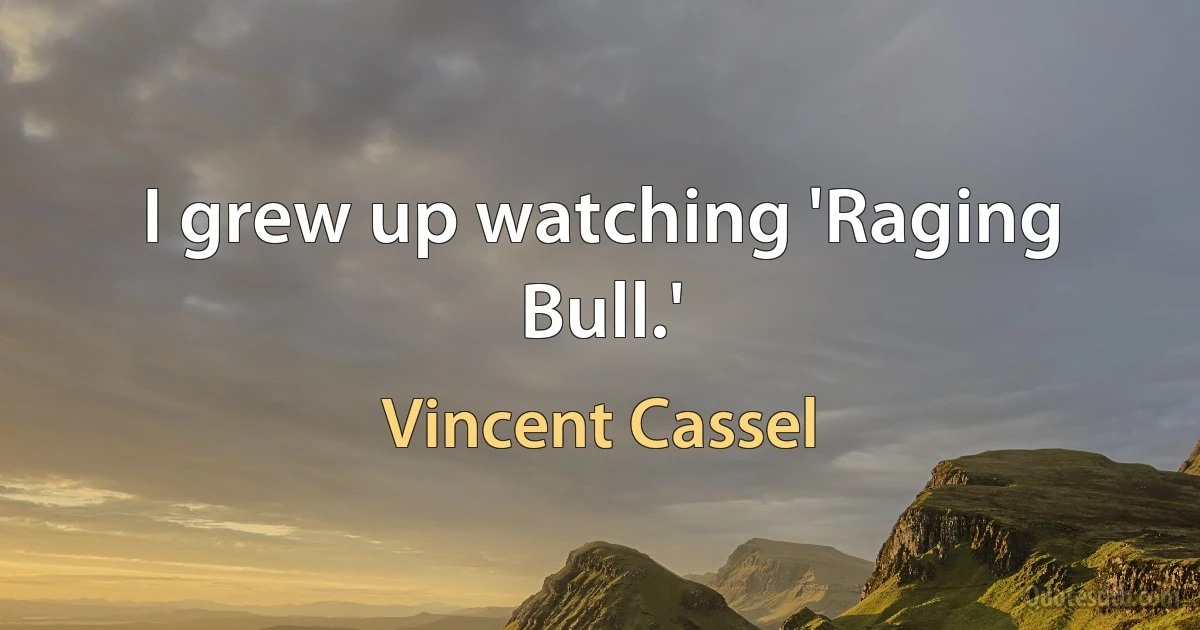 I grew up watching 'Raging Bull.' (Vincent Cassel)