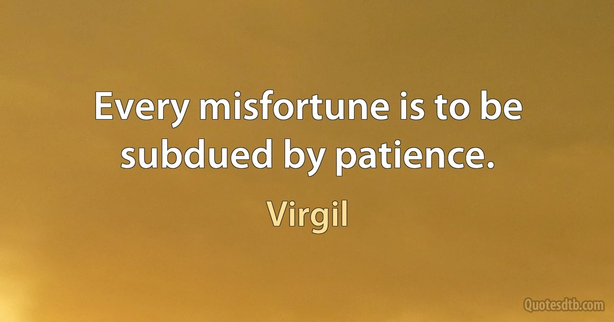 Every misfortune is to be subdued by patience. (Virgil)