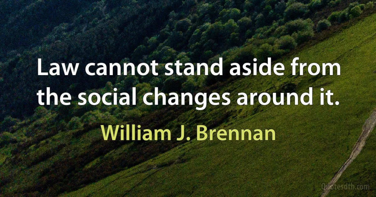 Law cannot stand aside from the social changes around it. (William J. Brennan)