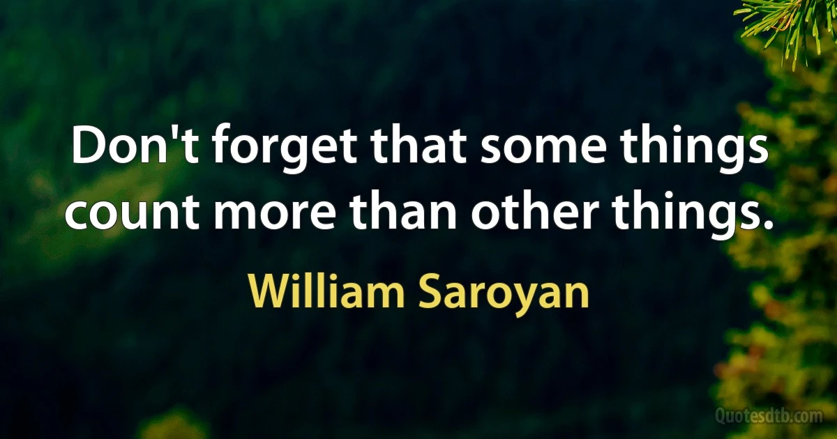 Don't forget that some things count more than other things. (William Saroyan)