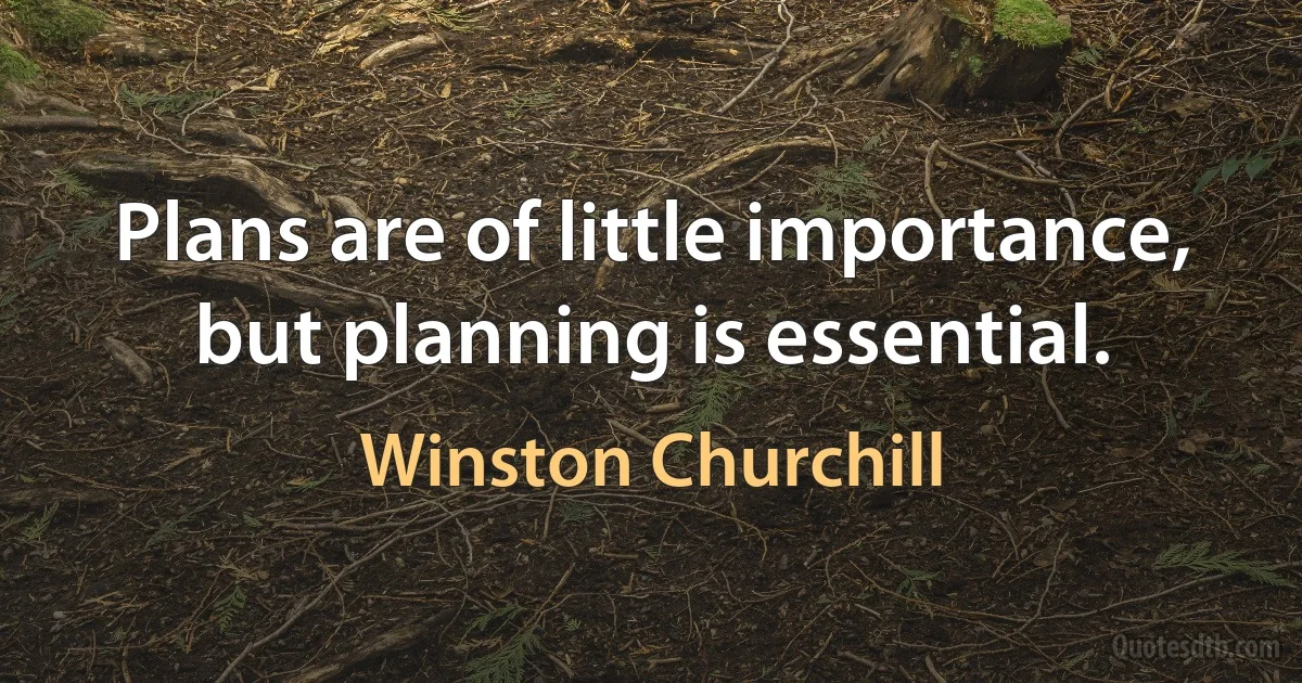 Plans are of little importance, but planning is essential. (Winston Churchill)