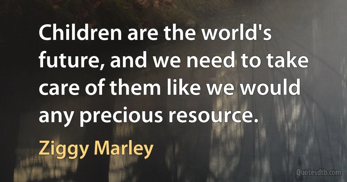 Children are the world's future, and we need to take care of them like we would any precious resource. (Ziggy Marley)