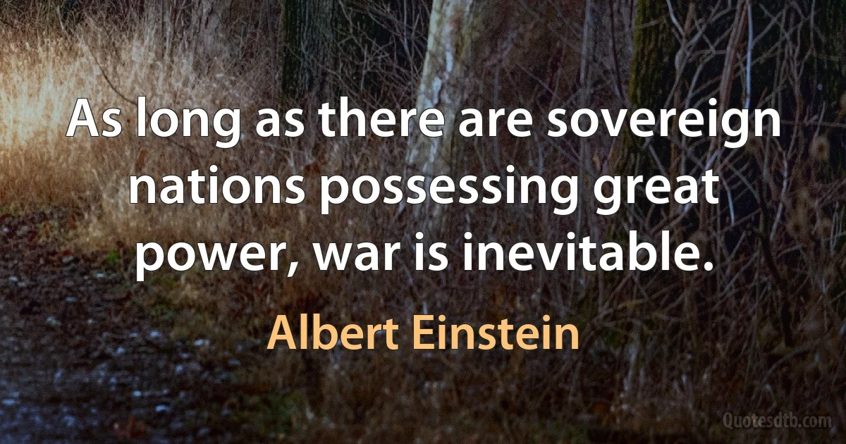 As long as there are sovereign nations possessing great power, war is inevitable. (Albert Einstein)