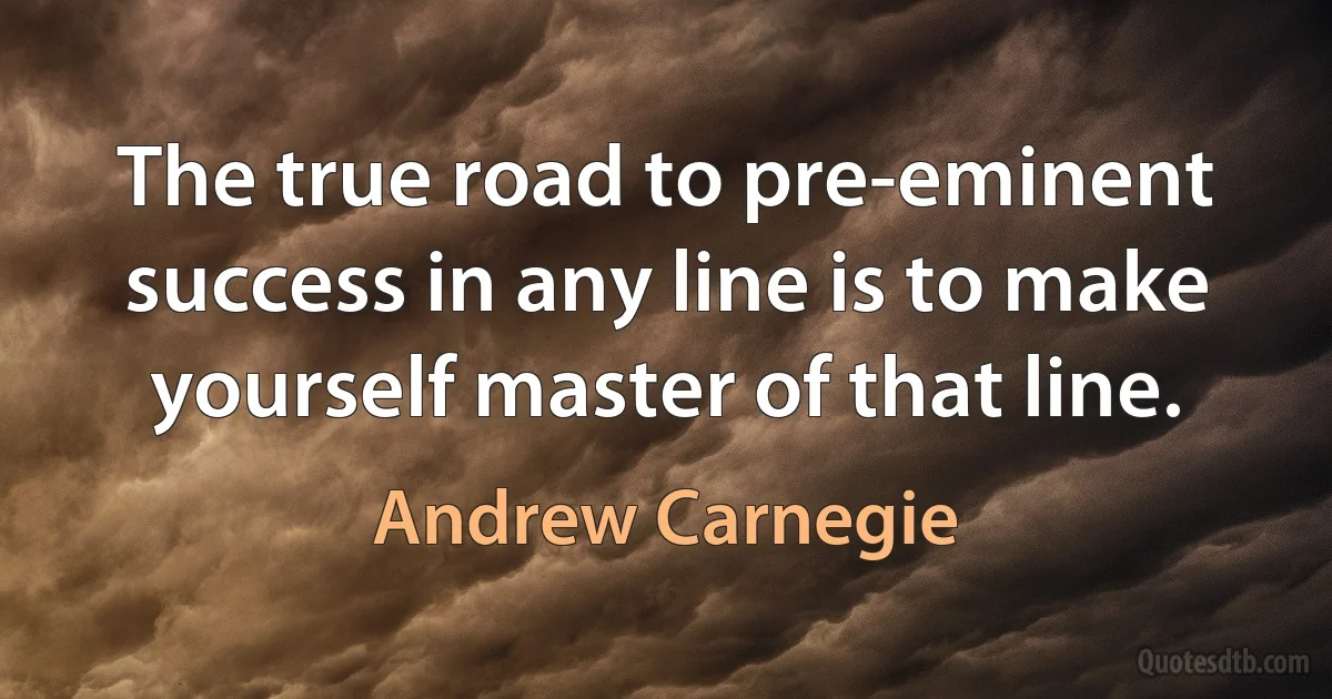 The true road to pre-eminent success in any line is to make yourself master of that line. (Andrew Carnegie)