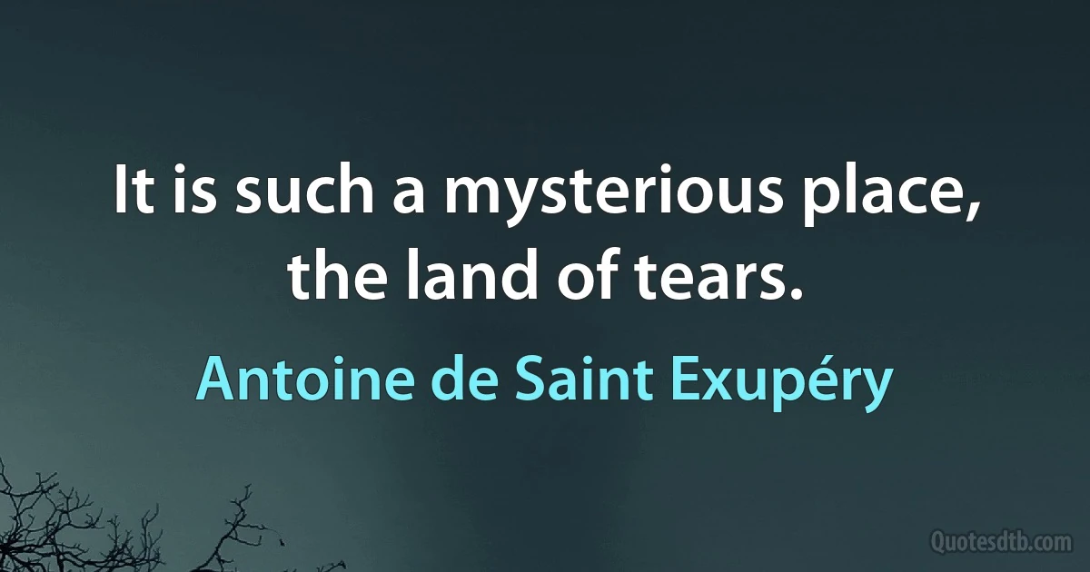 It is such a mysterious place, the land of tears. (Antoine de Saint Exupéry)