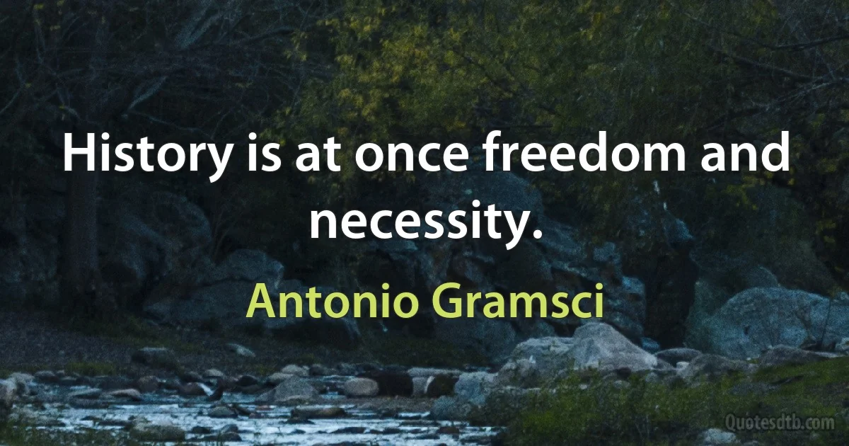 History is at once freedom and necessity. (Antonio Gramsci)