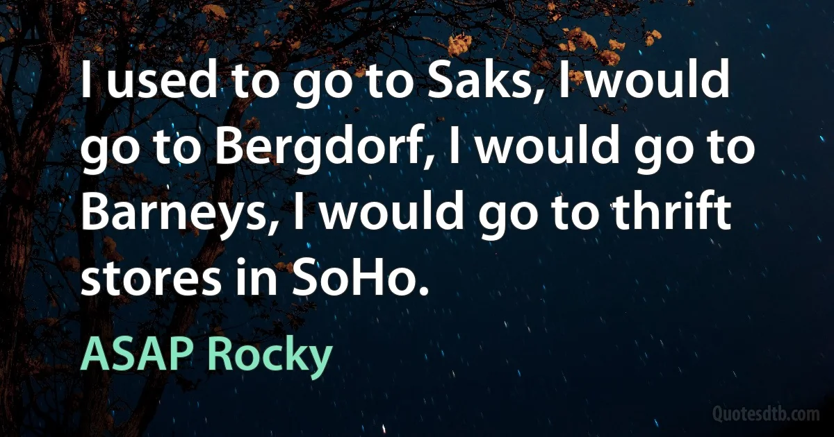 I used to go to Saks, I would go to Bergdorf, I would go to Barneys, I would go to thrift stores in SoHo. (ASAP Rocky)