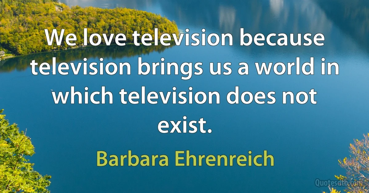 We love television because television brings us a world in which television does not exist. (Barbara Ehrenreich)