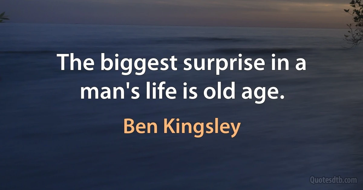 The biggest surprise in a man's life is old age. (Ben Kingsley)