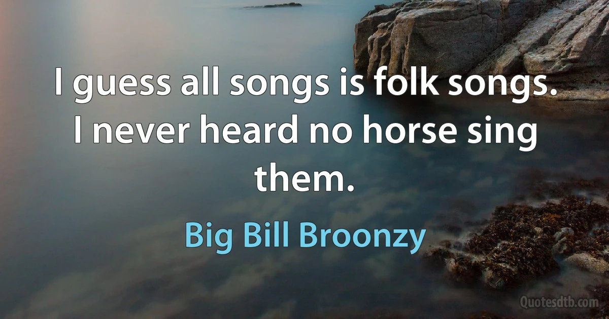 I guess all songs is folk songs. I never heard no horse sing them. (Big Bill Broonzy)