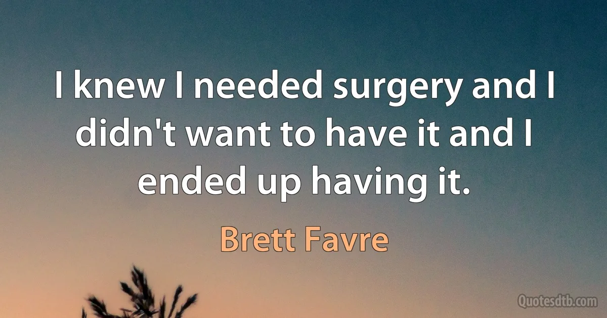 I knew I needed surgery and I didn't want to have it and I ended up having it. (Brett Favre)