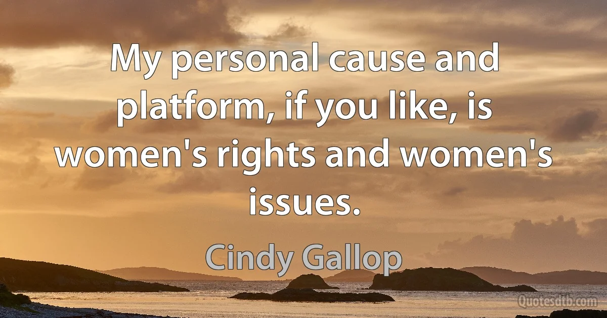 My personal cause and platform, if you like, is women's rights and women's issues. (Cindy Gallop)