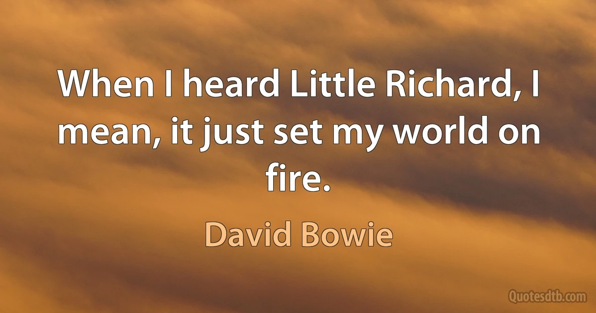 When I heard Little Richard, I mean, it just set my world on fire. (David Bowie)