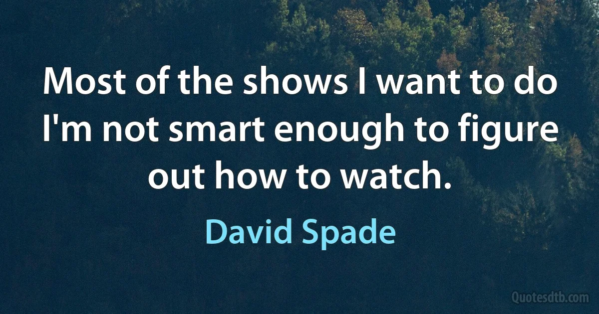 Most of the shows I want to do I'm not smart enough to figure out how to watch. (David Spade)