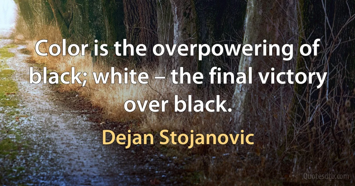 Color is the overpowering of black; white – the final victory over black. (Dejan Stojanovic)