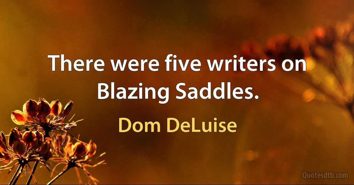 There were five writers on Blazing Saddles. (Dom DeLuise)