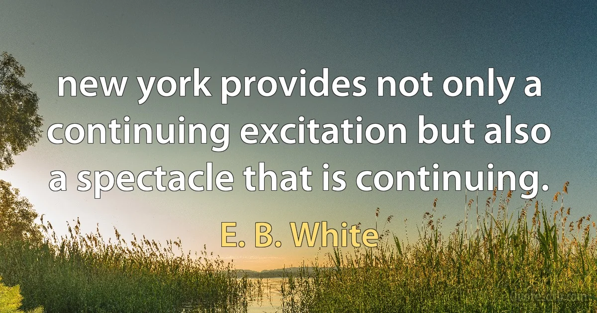 new york provides not only a continuing excitation but also a spectacle that is continuing. (E. B. White)