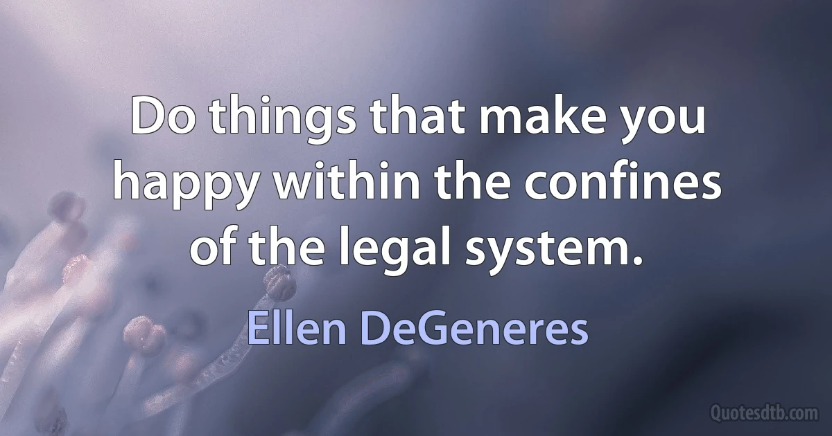 Do things that make you happy within the confines of the legal system. (Ellen DeGeneres)