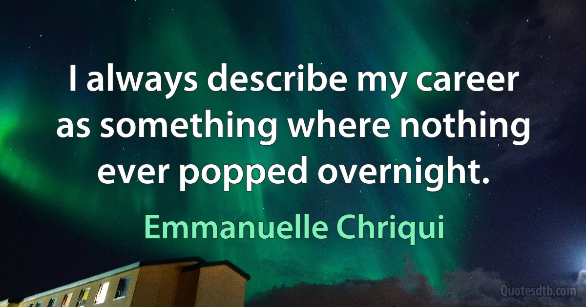 I always describe my career as something where nothing ever popped overnight. (Emmanuelle Chriqui)