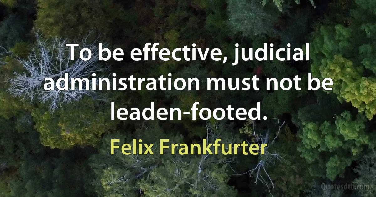 To be effective, judicial administration must not be leaden-footed. (Felix Frankfurter)