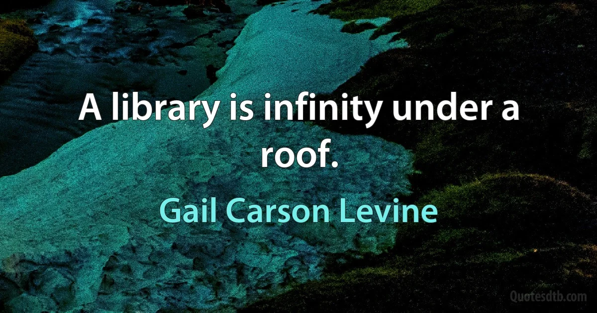 A library is infinity under a roof. (Gail Carson Levine)