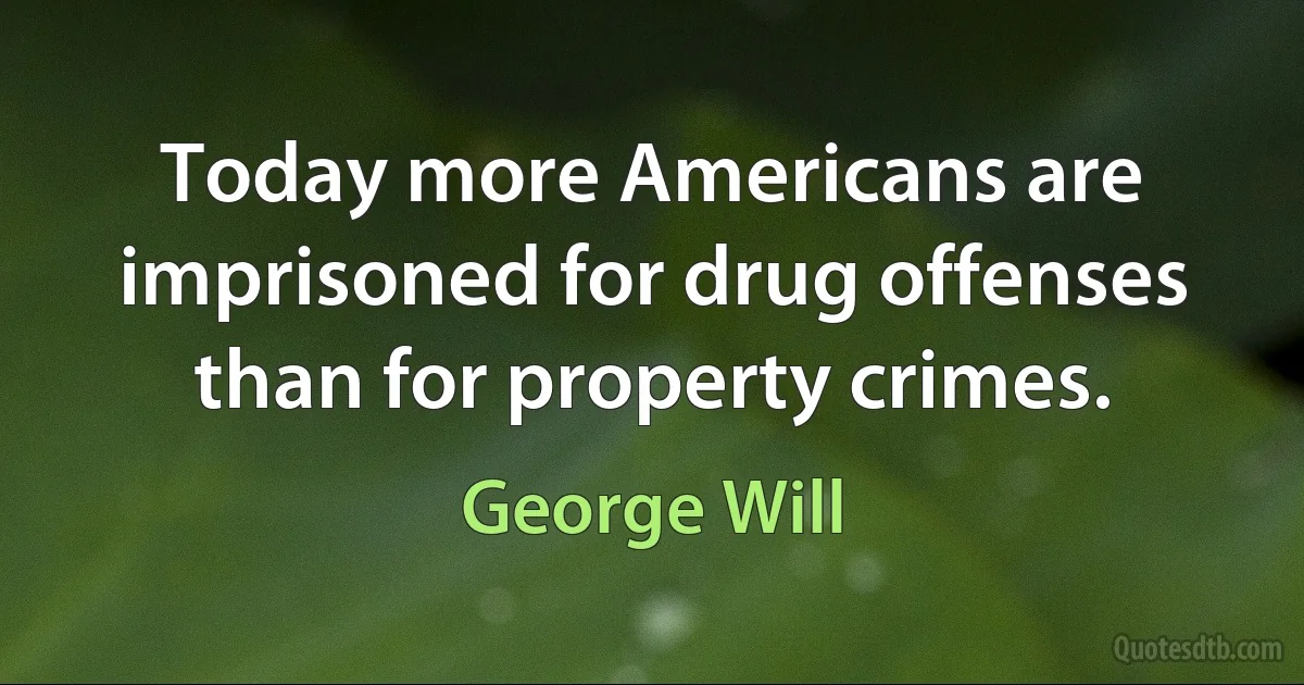 Today more Americans are imprisoned for drug offenses than for property crimes. (George Will)