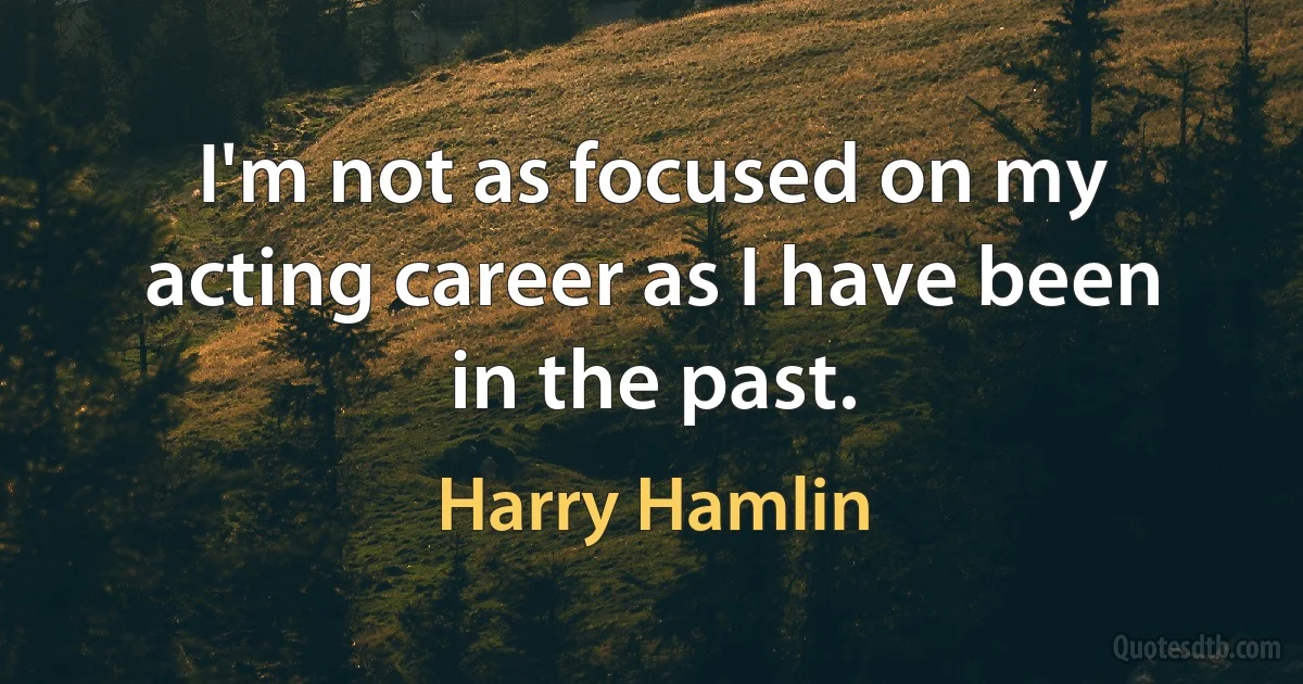 I'm not as focused on my acting career as I have been in the past. (Harry Hamlin)