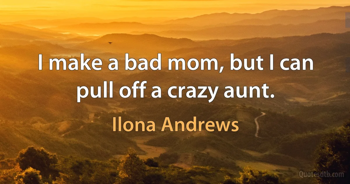 I make a bad mom, but I can pull off a crazy aunt. (Ilona Andrews)