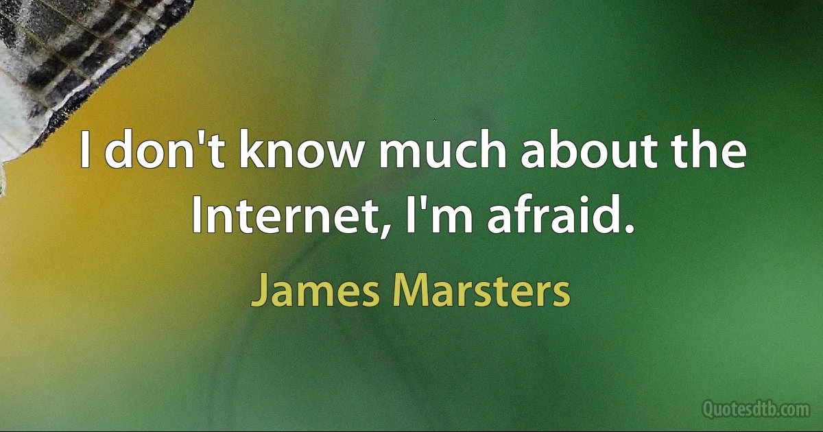 I don't know much about the Internet, I'm afraid. (James Marsters)