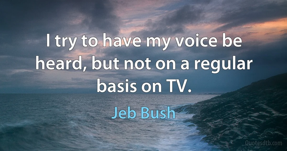 I try to have my voice be heard, but not on a regular basis on TV. (Jeb Bush)