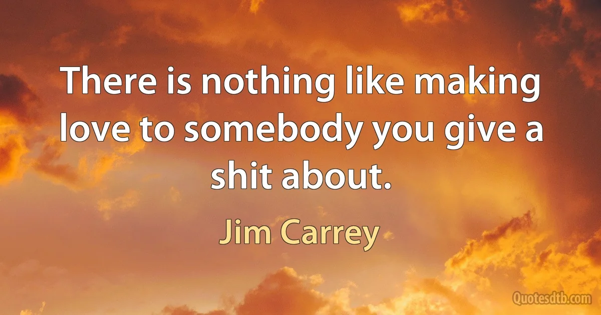 There is nothing like making love to somebody you give a shit about. (Jim Carrey)