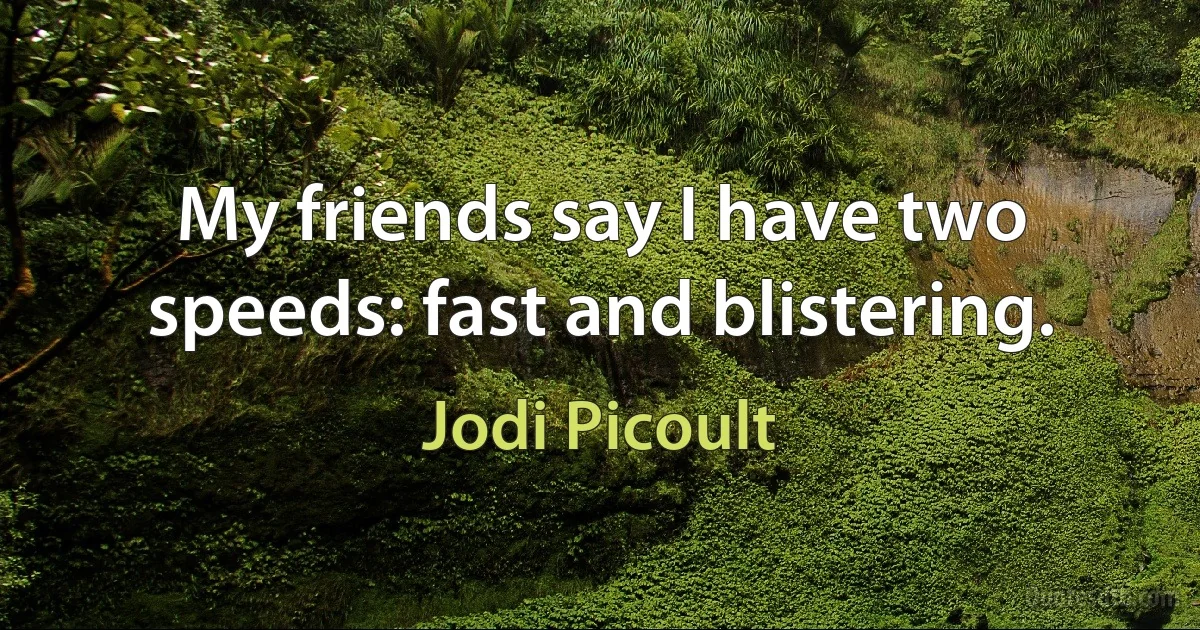 My friends say I have two speeds: fast and blistering. (Jodi Picoult)